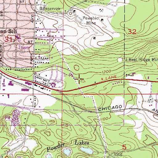 Topographic Map of Dickinson County Memorial Hospital, MI