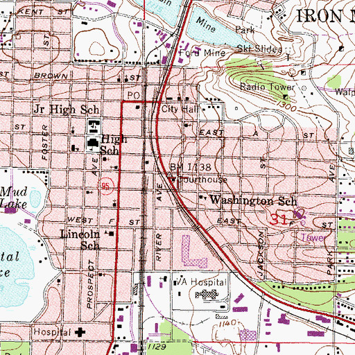 Topographic Map of Dickinson County Courthouse, MI