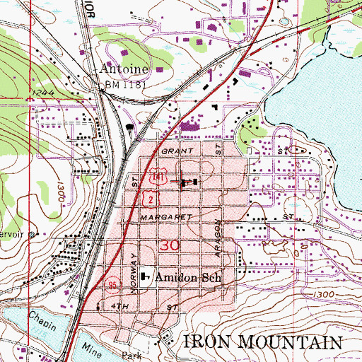 Topographic Map of Immaculate Conception Church, MI