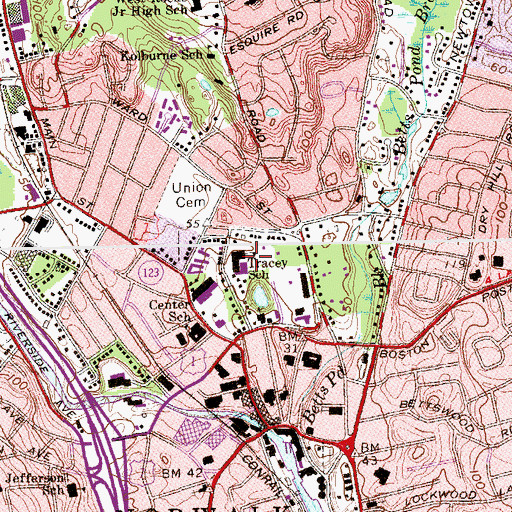 Topographic Map of Tracy School, CT