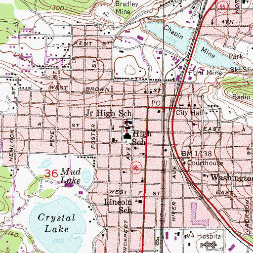 Topographic Map of Saint Mary and Saint Joseph Church, MI