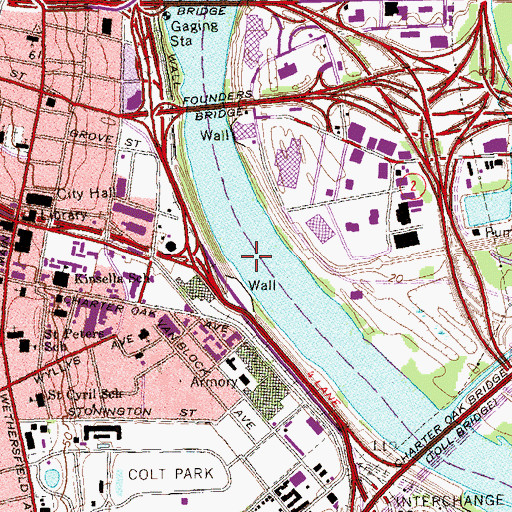 Topographic Map of Park River, CT