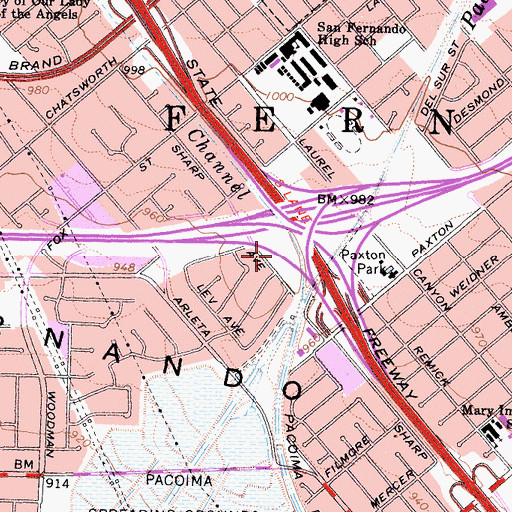 Topographic Map of Exit 44A, CA