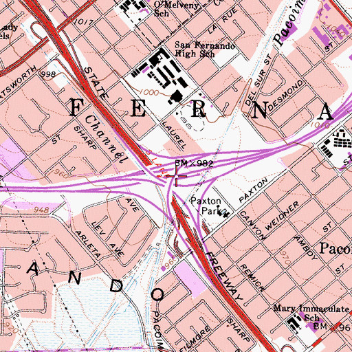 Topographic Map of Exit 44B, CA