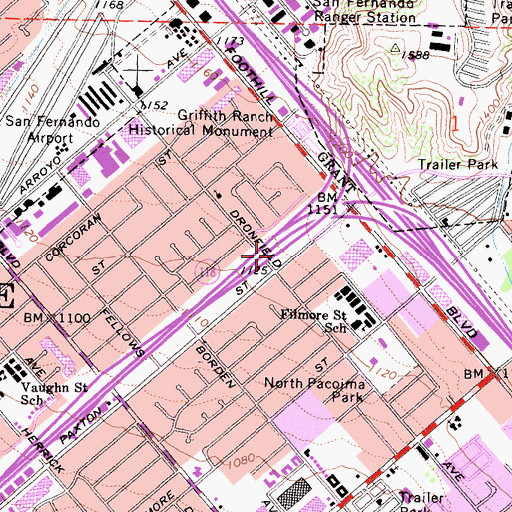 Topographic Map of Exit 46A, CA