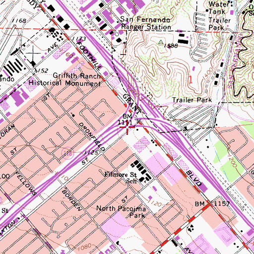 Topographic Map of Exit 46B, CA