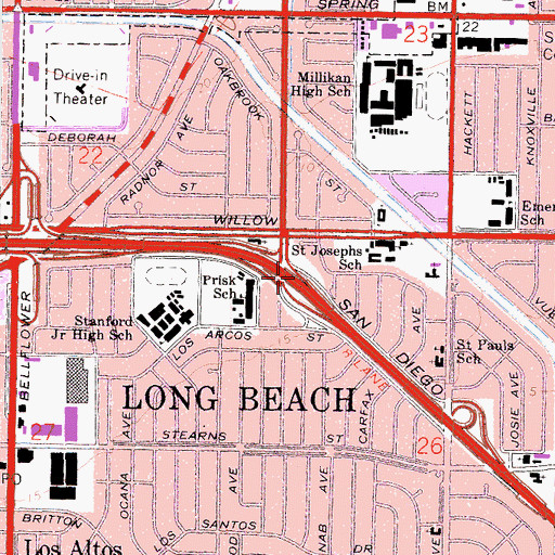 Topographic Map of Exit 26A, CA
