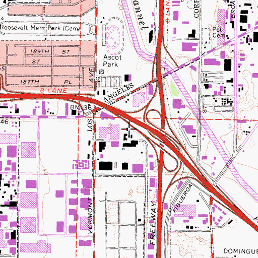 Topographic Map of Exit 37A, CA