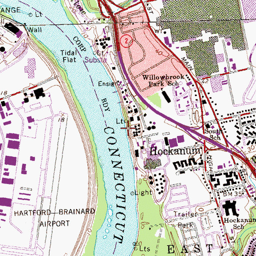 Topographic Map of Clay Banks Bar Channel, CT