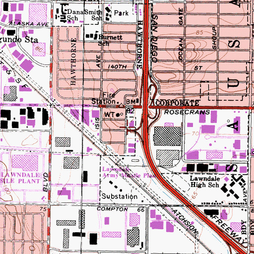 Topographic Map of Exit 43A, CA
