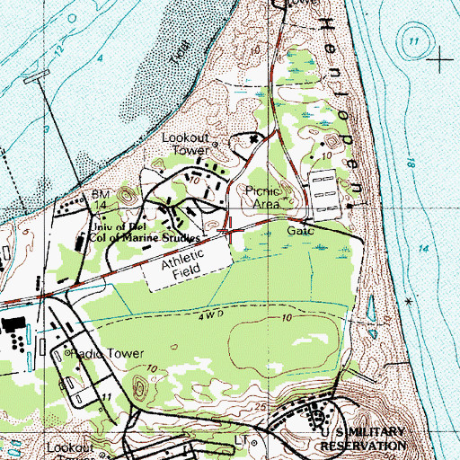 Topographic Map of Fort Miles (historical), DE