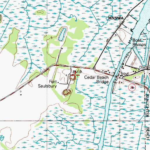 Topographic Map of Battery Hall (historical), DE