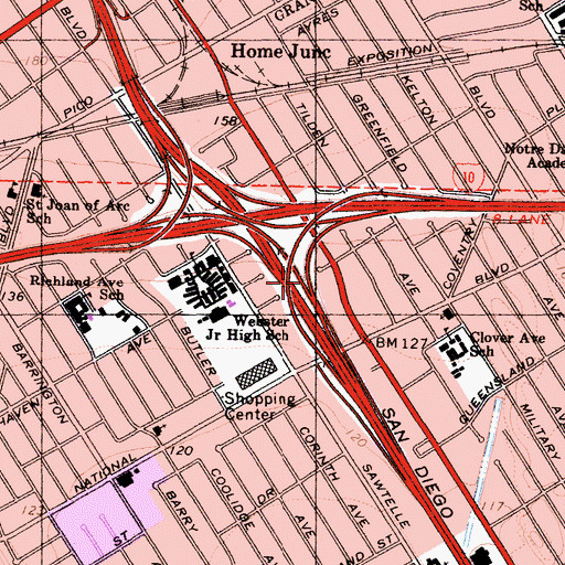 Topographic Map of Exit 53B, CA