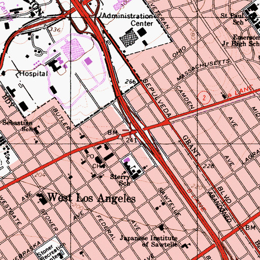Topographic Map of Exit 55A, CA