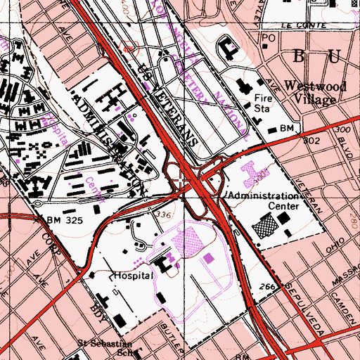 Topographic Map of Exit 55B, CA
