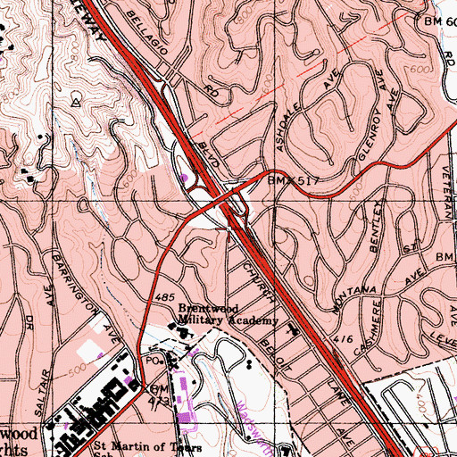 Topographic Map of Exit 57A, CA