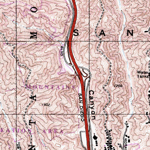 Topographic Map of Exit 59, CA
