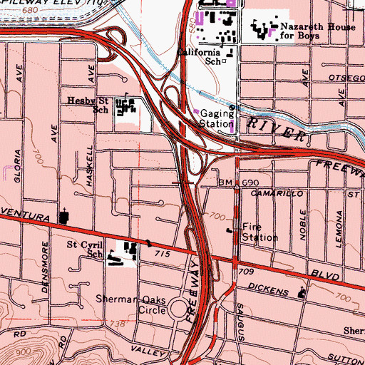 Topographic Map of Exit 63B, CA