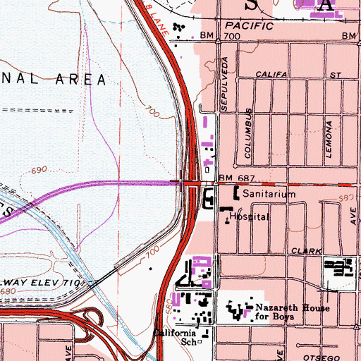Topographic Map of Exit 64, CA