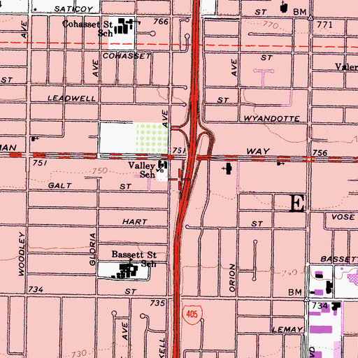 Topographic Map of Exit 66A, CA