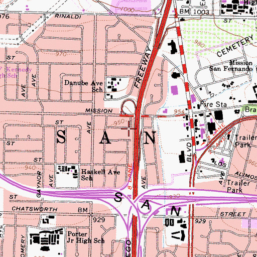 Topographic Map of Exit 71B, CA