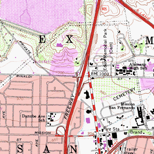 Topographic Map of Exit 72, CA