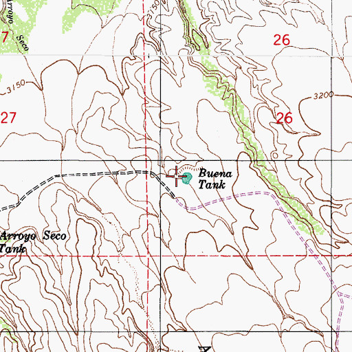 Topographic Map of Buena Tank, AZ