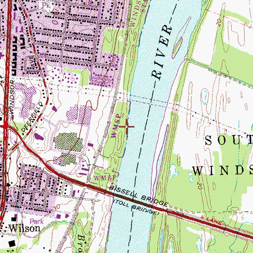 Topographic Map of Windsor Meadows State Park, CT