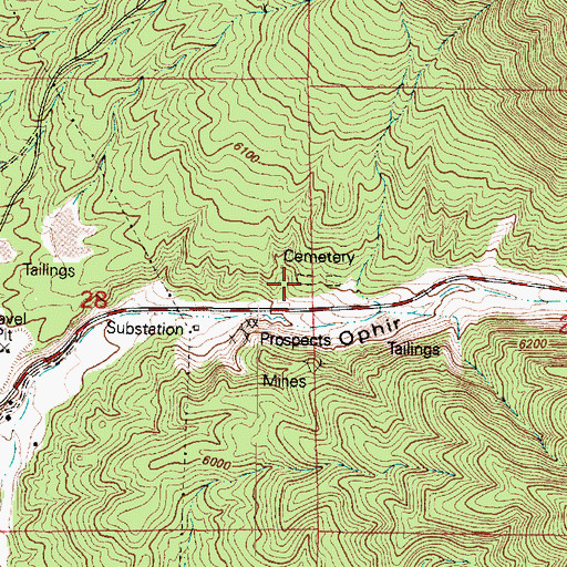 Topographic Map of Ophir New Cemetery, UT