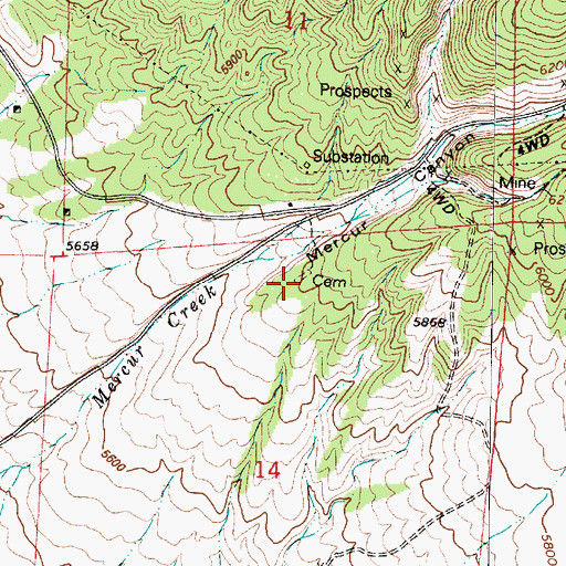 Topographic Map of Mercur Cemetery, UT