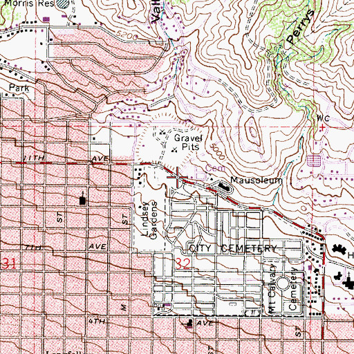 Topographic Map of Shaarey Tzedek Cemetery, UT