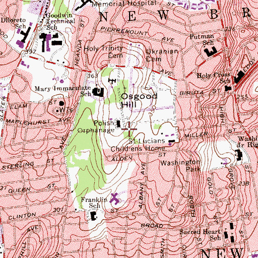Topographic Map of Polish Orphanage, CT