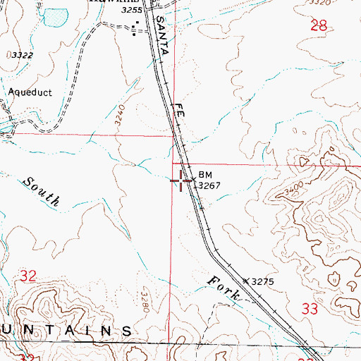 Topographic Map of Hawkins Railroad Station, AZ