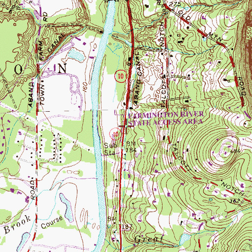 Topographic Map of Farmington River State Access Area, CT