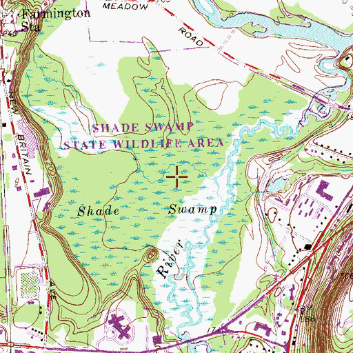 Topographic Map of Shade Swamp State Wildlife Area, CT