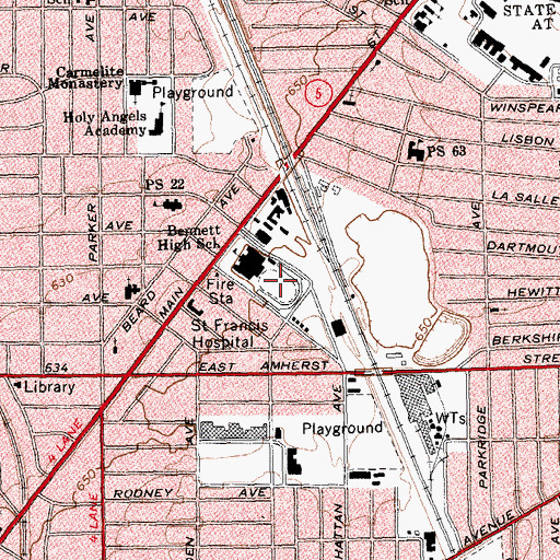 Topographic Map of Robert Rich Senior All High Stadium, NY