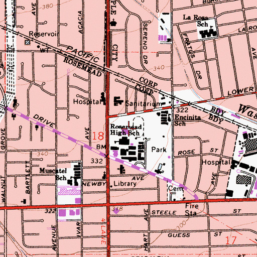 Topographic Map of Rod Marinelli Stadium, CA