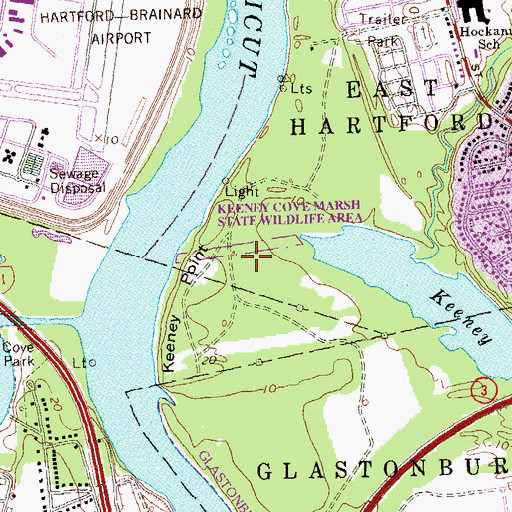 Topographic Map of Keeney Cove Marsh State Wildlife Area, CT