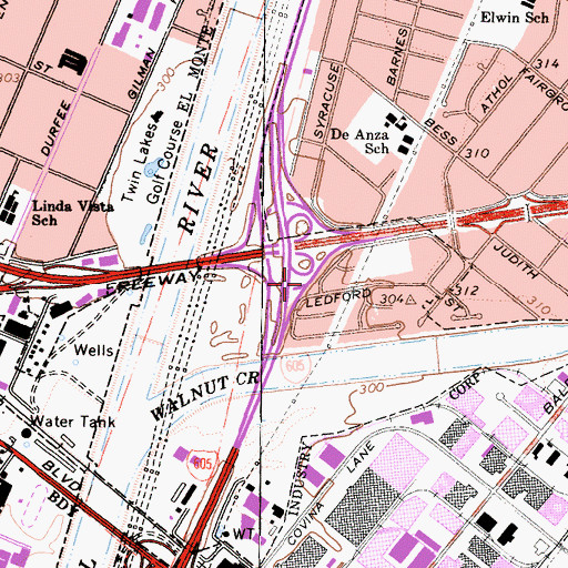 Topographic Map of Exit 22, CA