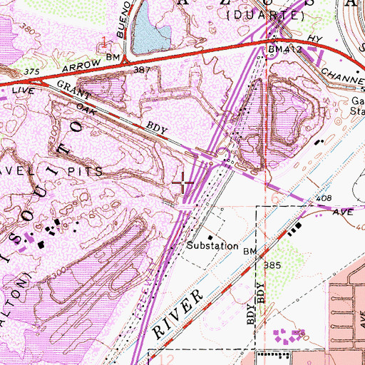 Topographic Map of Exit 25, CA