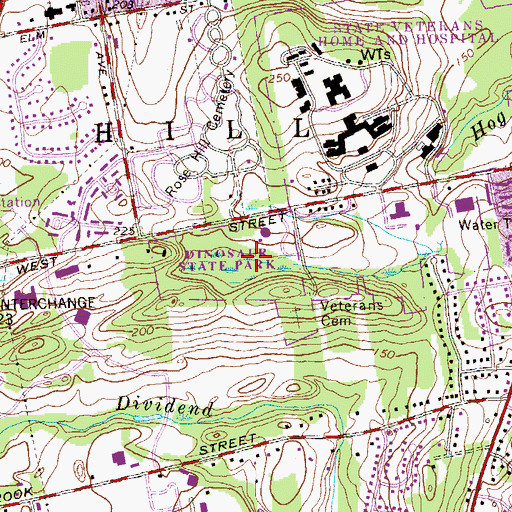 Topographic Map of Dinosaur State Park, CT