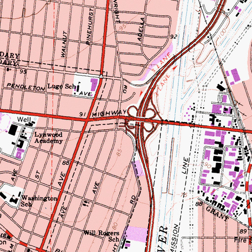 Topographic Map of Exit 12A, CA