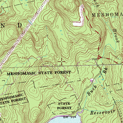 Topographic Map of Reeves Lookout State Wildlife Area, CT