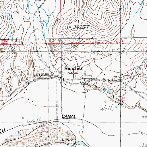 Topographic Map of Sanchez Cemetery, AZ