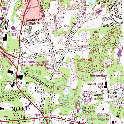Topographic Map of Quinnipiac River State Access Area, CT