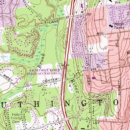 Topographic Map of Eightmile River State Access Area, CT