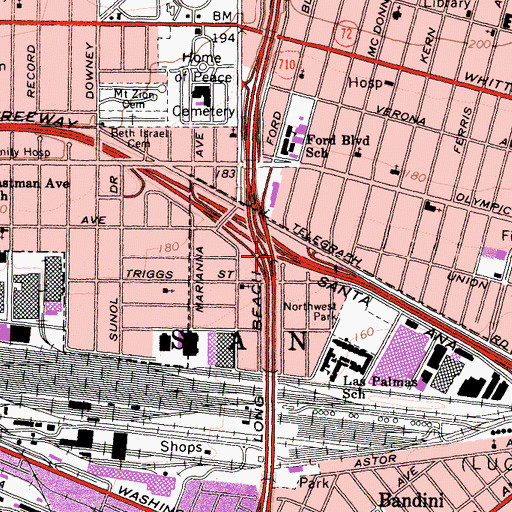 Topographic Map of Exit 18A, CA