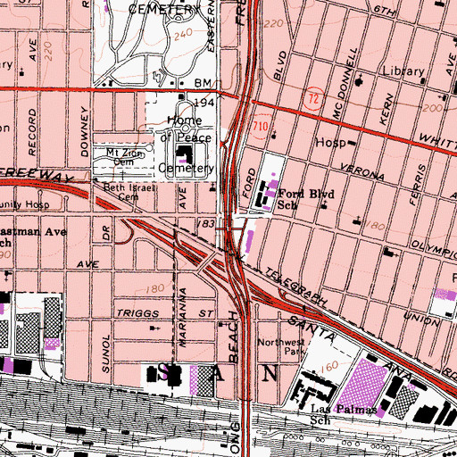 Topographic Map of Exit 18B, CA