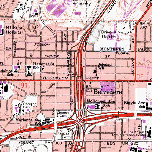 Topographic Map of Exit 20C, CA