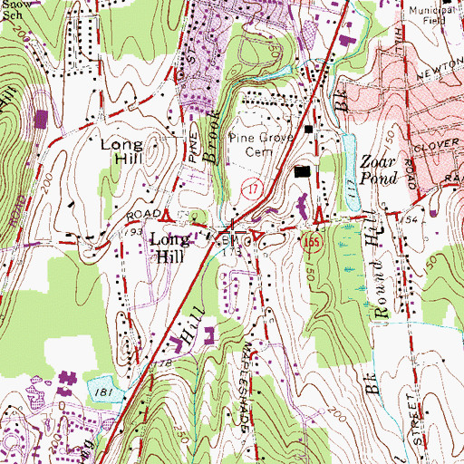 Topographic Map of Long Hill, CT
